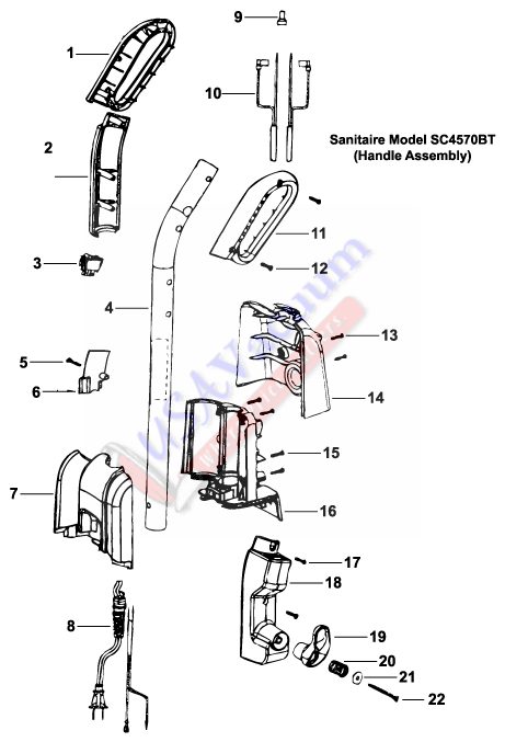 Sanitaire SC4570 HEPA Vacuum Cleaner Parts List & Schematic