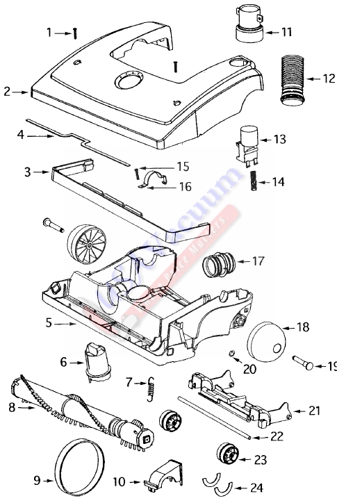 Eureka 4688 Victory Upright Vacuum Cleaner Parts List & Schematic