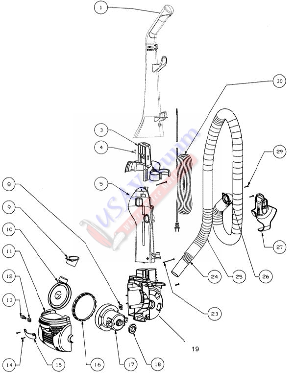 Eureka 4704 Maxima Upright Vacuum Parts List & Schematic