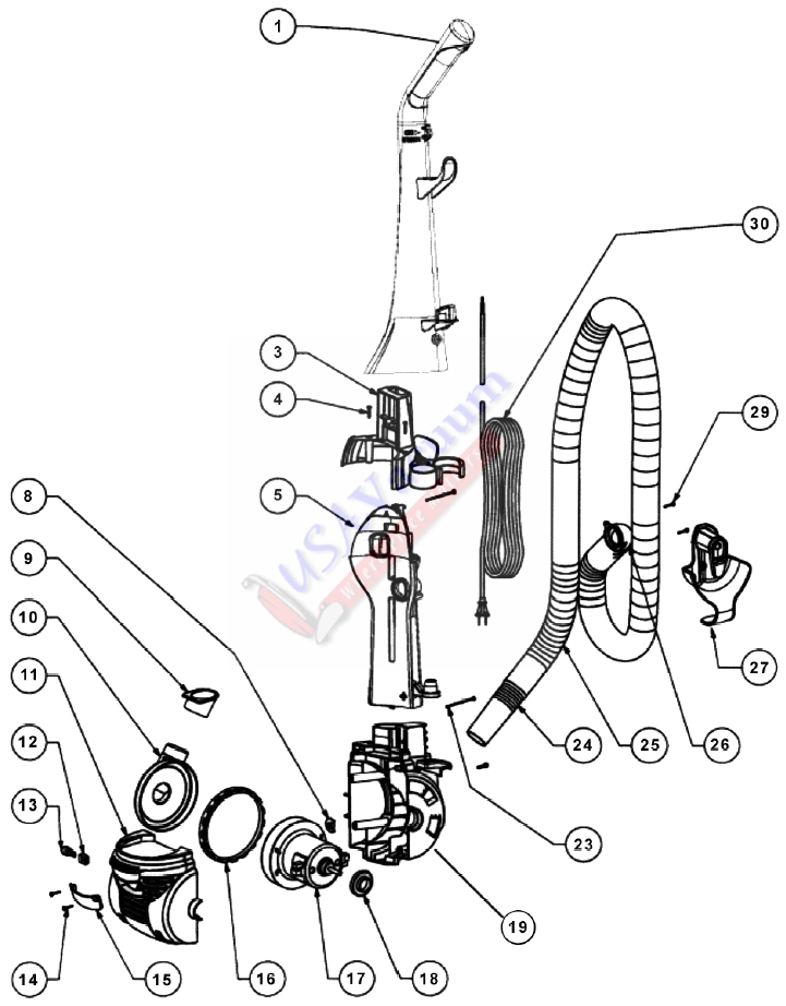 Eureka 4750A Upright Vacuum Cleaner Parts List & Schematic