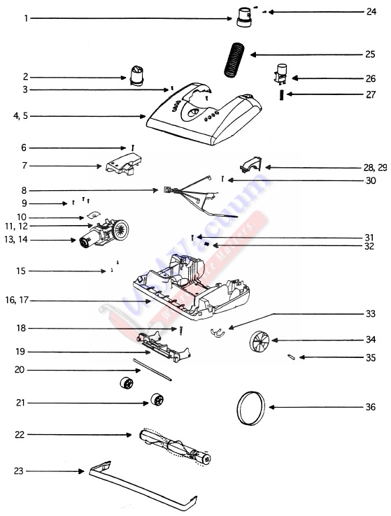 Eureka 5193 Self-Propelled Upright Vacuum Cleaner Parts List & Schematic