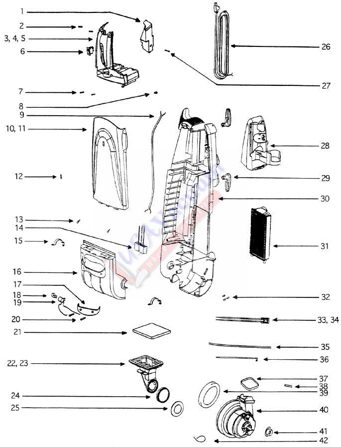 Eureka 5191 Self-Propelled Upright Vacuum Cleaner Parts List & Schematic