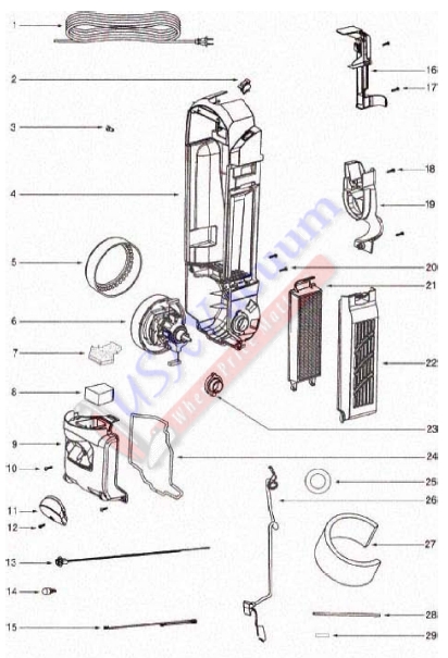 Eureka C5712 Commercial Upright Vacuum Parts List & Schematic