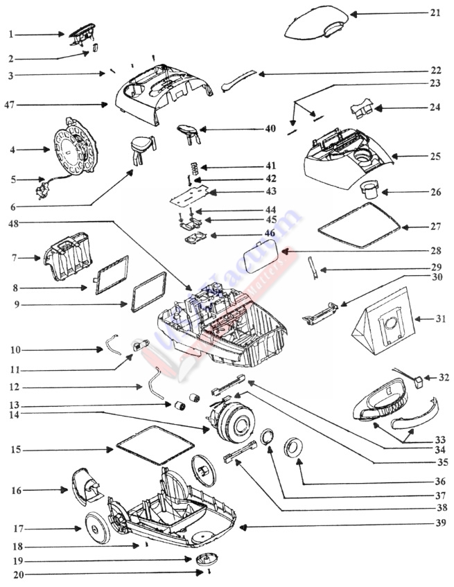 Eureka 6993 Europa Power Team Canister Vacuum Cleaner Parts List & Schematic