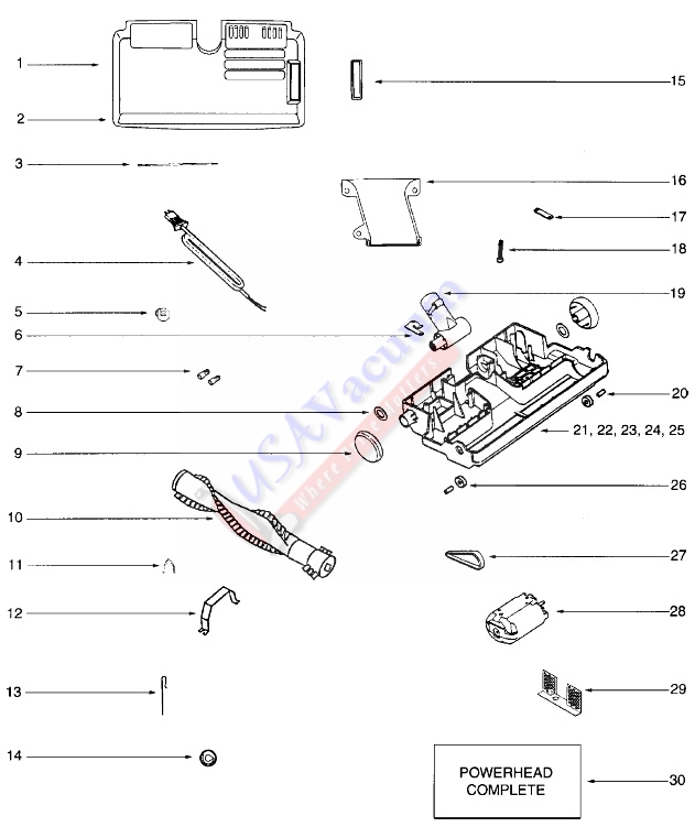 Eureka 6992 Oxygen Canister Vacuum Cleaner Parts List & Schematic