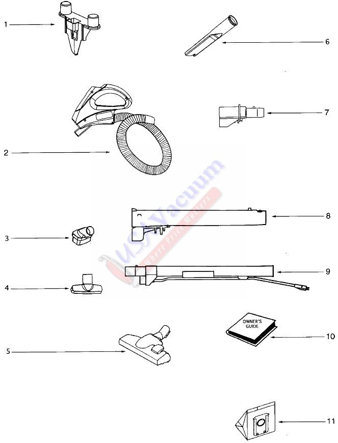 Eureka 6991 Oxygen Canister Vacuum Cleaner Parts List & Schematic