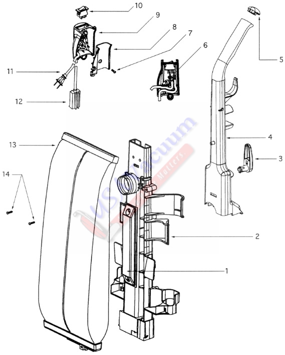 Eureka 7822 Direct Air Upright Vacuum Parts List & Schematic