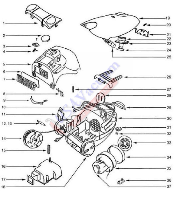 Eureka 972 Mini Canister Vacuum Parts List & Schematic