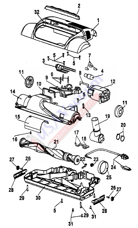 Hoover S3655 WindTunnel Ultra Canister Parts List & Schematic