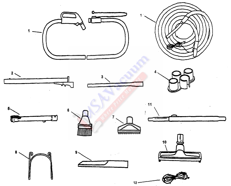 Hoover S5680 Central Vacuum System Tools Parts List & Schematic
