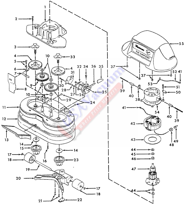 Hoover F3119 Floor Polisher Parts List & Schematic