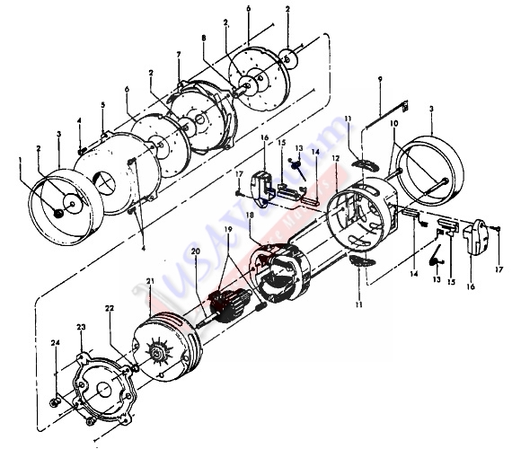 Hoover S1221 Sprint / Hornet Canister Vacuum Parts List & Schematic