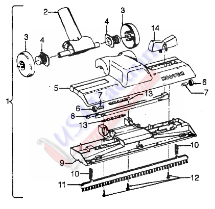 Hoover S1221 Sprint / Hornet Canister Vacuum Parts List & Schematic