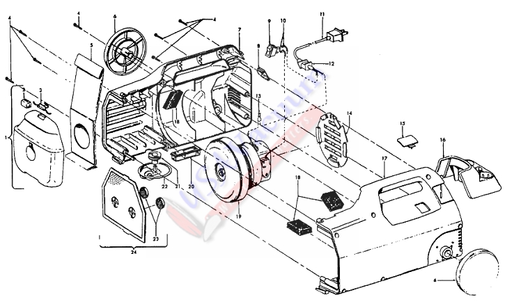 Hoover S1420 Portapower II Vacuum Cleaner Parts List & Schematic
