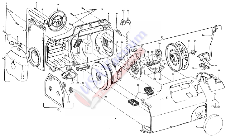 Hoover S1335 Tempo Vacuum Cleaner Parts List & Schematic