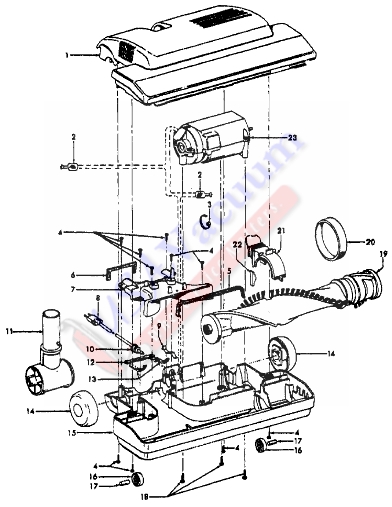 Hoover S1347 Tempo Vacuum Cleaner Parts List & Schematic