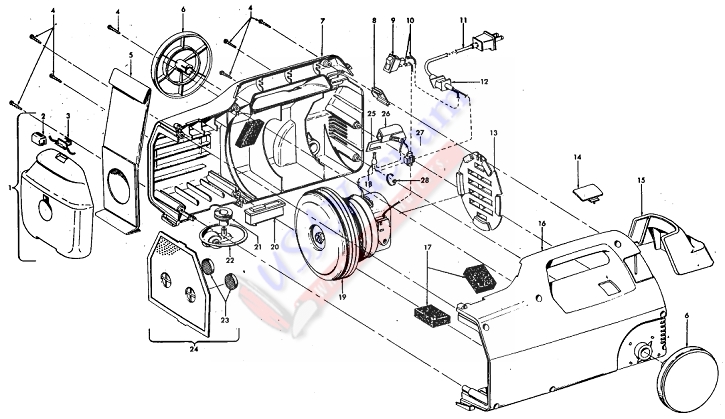 Hoover S1349 Tempo Vacuum Cleaner Parts List & Schematic