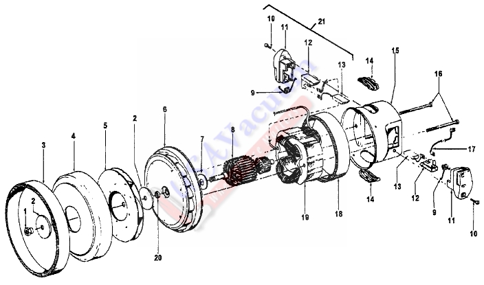 Hoover S1353 Portapower II Vacuum Cleaner Parts List & Schematic