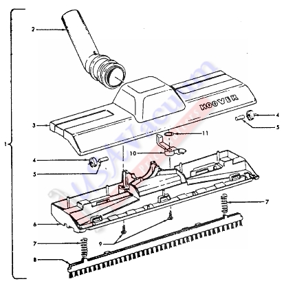 Hoover S2103 Quik-Broom II Vacuum Cleaner Parts List & Schematic