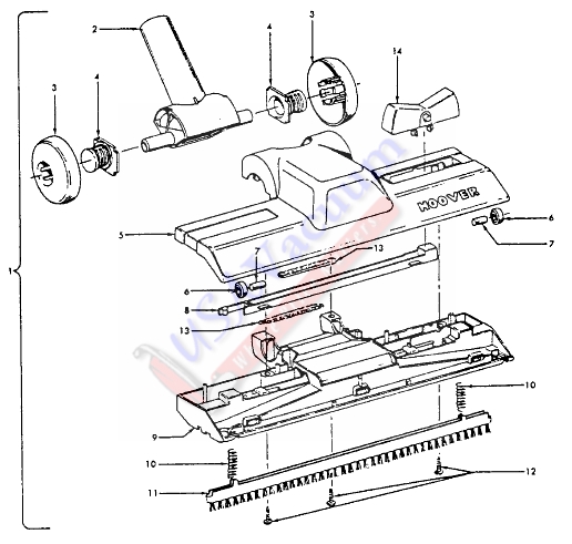 Hoover S2135 Quik-Broom II Vacuum Cleaner Parts List & Schematic