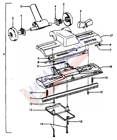Hoover S2141 Quik-Broom II Vacuum Cleaner Parts List & Schematic