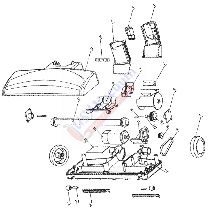 Hoover S2200 Flair Bagless Vacuum Cleaner Parts List & Schematic
