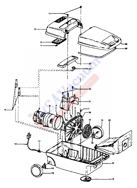 Hoover S3203 Spirit Vacuum Cleaner Parts List & Schematic