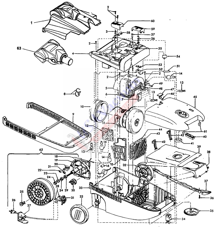 Hoover S3661 WindTunnel Ultra Canister Parts List & Schematic