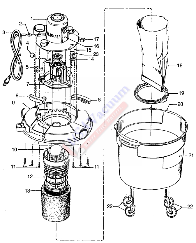 Hoover S6529 Wet / Dry Vacuum Cleaner Parts List & Schematic