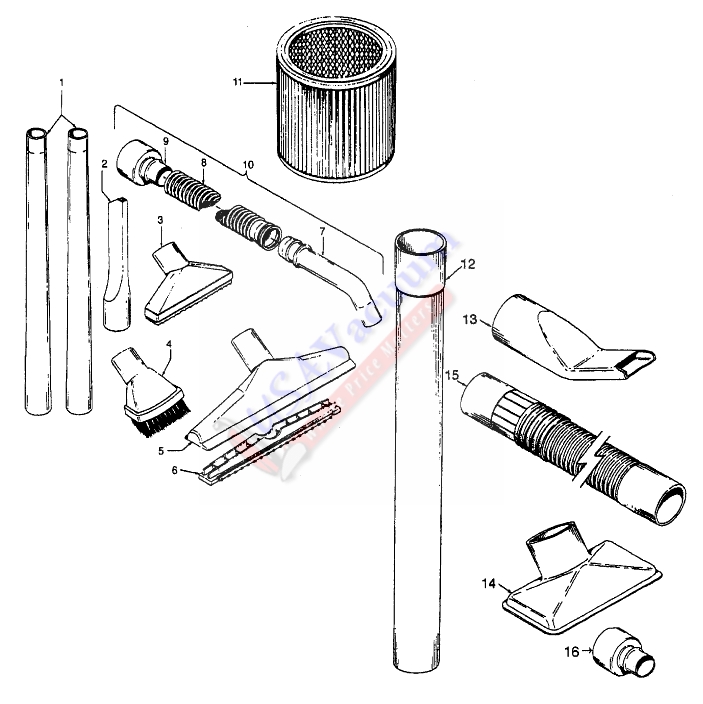Hoover S6760 Wet / Dry Vacuum Cleaner Parts List & Schematic