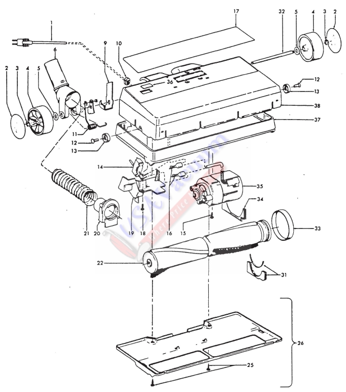 Hoover S7053 Celebrity Vacuum Cleaner Parts List & Schematic