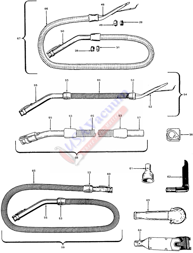 Hoover U4327 Convertible Upright Vacuum Parts List & Schematic