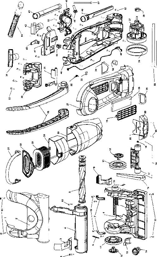 Hoover U5161 Fold Away Bagless Upright Vacuum Parts List & Schematic