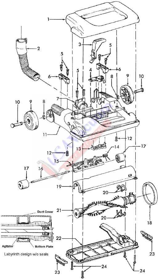 Hoover U5460 WindTunnel Supreme Upright Vacuum Parts List & Schematic