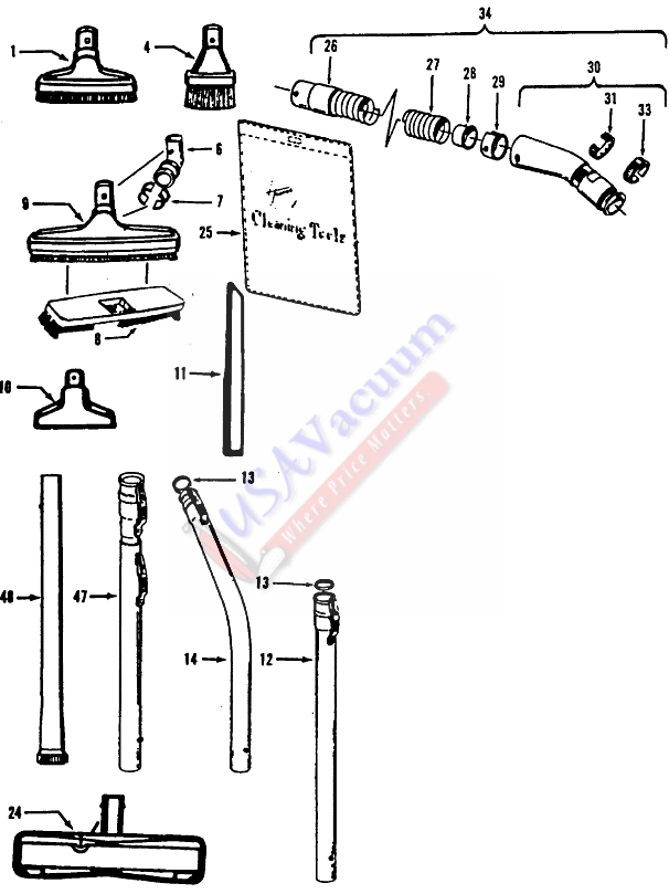 Hoover U7037 Commercial Upright Vacuum Parts List & Schematic