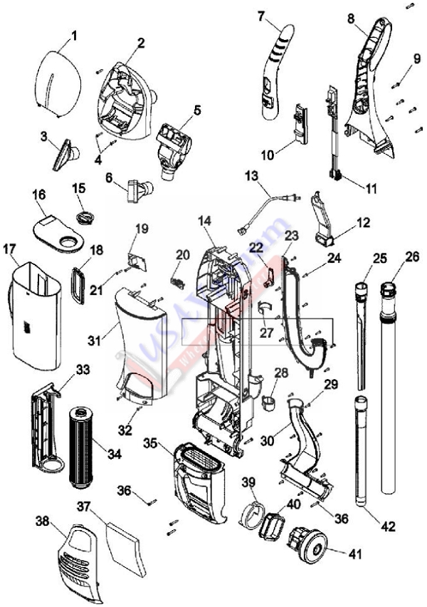 Hoover U8171 Savvy Bagless Upright Vacuum Parts List & Schematic