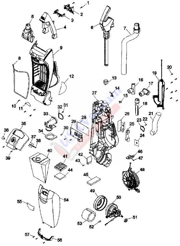 Hoover UH30065 WindTunnel 2 Upright Vacuum Parts List & Schematic