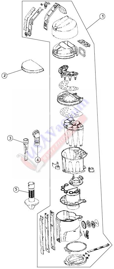 Hoover UH70015 Cyclonic Bagless Upright Parts List & Schematic