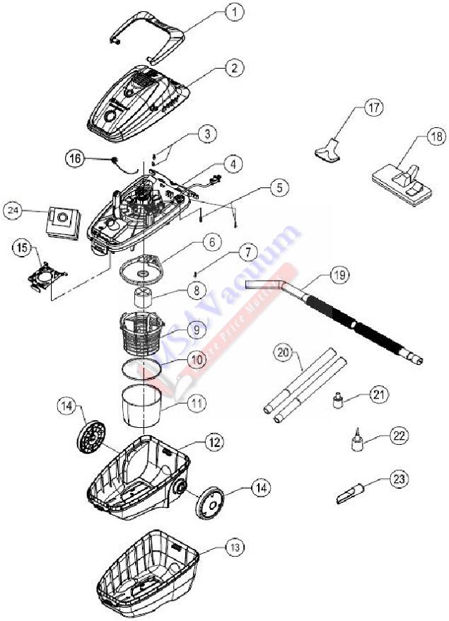 Koblenz DV-100 KG3 Wet / Dry Vacuum Model Parts List & Schematic