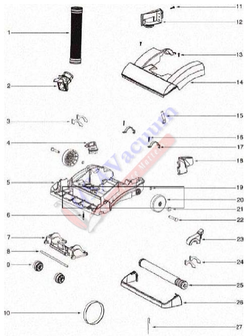 Sanitaire SC5815 HEPA Upright Commercial Vacuum Cleaner Parts List & Schematic
