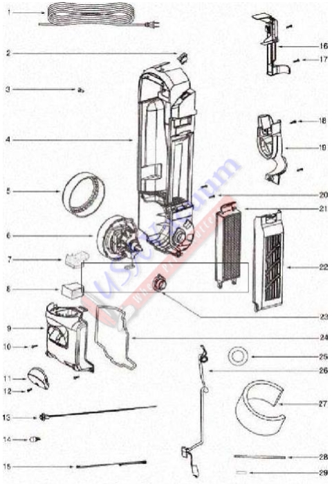 Sanitaire SC5815 HEPA Upright Commercial Vacuum Cleaner Parts List & Schematic