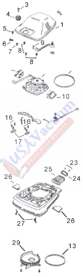 Sanitaire SC883 Commercial Contractor Upright Vacuum Cleaner Parts List & Schematic