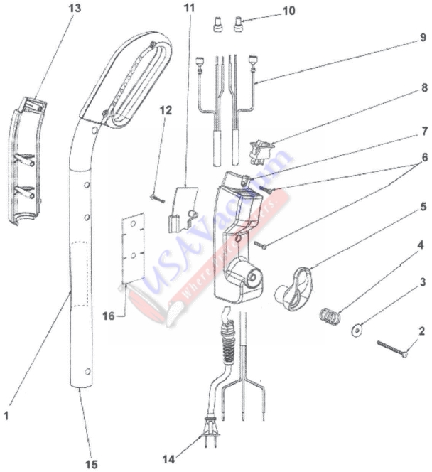 Sanitaire SC883 Commercial Contractor Upright Vacuum Cleaner Parts List & Schematic