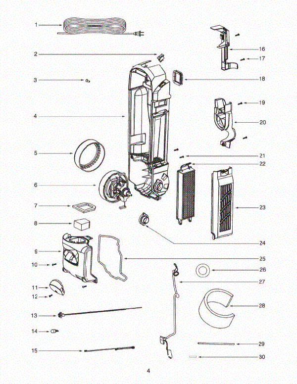 Sanitaire SC5845 HEPA Commercial Upright Vacuum Cleaner Parts List & Schematic