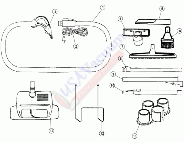 Hoover SH80010 WindTunnel Central Vac System Accessory Kit Parts List & Schematic