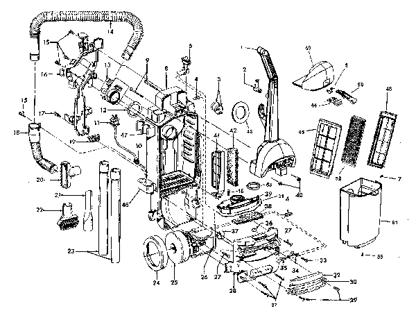 Hoover U5156 Bagless Upright Vacuum Cleaner Parts List & Schematic
