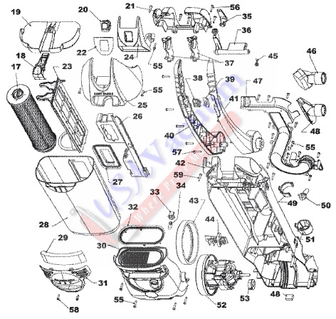 Hoover U5262, U5265, U5269 EmPower Upright Vacuum Cleaner Parts List & Schematic