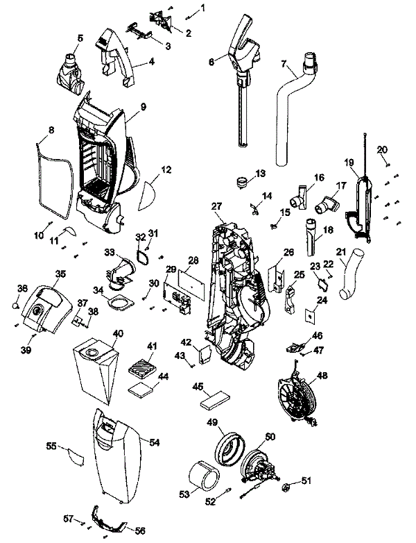 Hoover U8315 WindTunnel 2 Paper Bag Upright Vacuum Parts List & Schematic