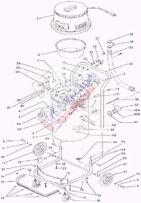 Koblenz AI-1660P Wet / Dry Vacuum Cleaner Parts List & Schematic