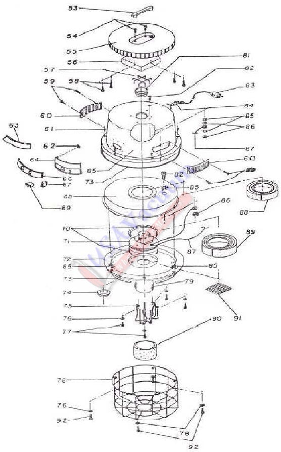 Koblenz AI-1960P Wet / Dry Vacuum Cleaner Parts List & Schematic
